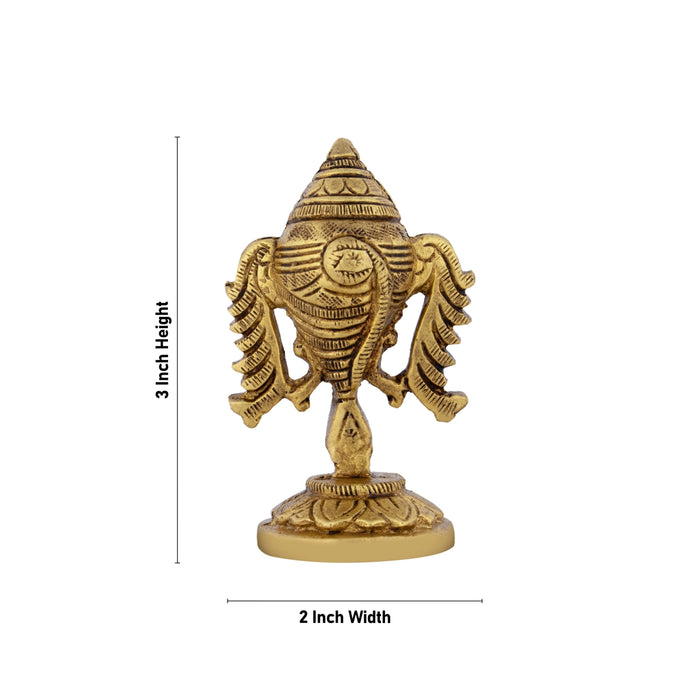 Vishnu Shank With Base - 3 x 2 Inches | Antique Brass Vishnu Sangu/ Vishnu Shanku for Pooja - Deity Accessories
