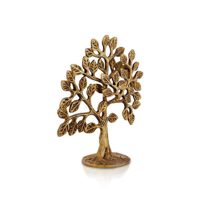 Kalpavriksha Tree With Base - 6 X 5 Inches | Antique Brass Kalpataru Tree/ Karpaga Viruksham For Prosperity - Table Stand Accessories