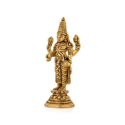 Balaji Murti Standing On Base - 5.5 X 2.5 Inches | Antique Brass Idol/ Venkateswara Idol For Pooja And Worship - Brass Murties
