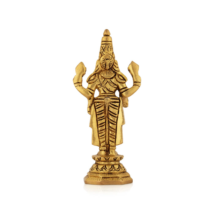 Balaji Murti Standing On Base - 5.5 X 2.5 Inches | Antique Brass Idol/ Venkateswara Idol For Pooja And Worship - Brass Murties