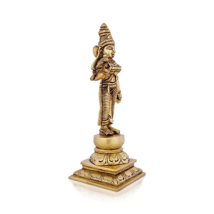 Meenakshi Amman Statue Standing On Base- 9 X 3 Inches | Meenakshi Amman Idol/Antique Brass Idol For Temple Pooja - Brass Murties