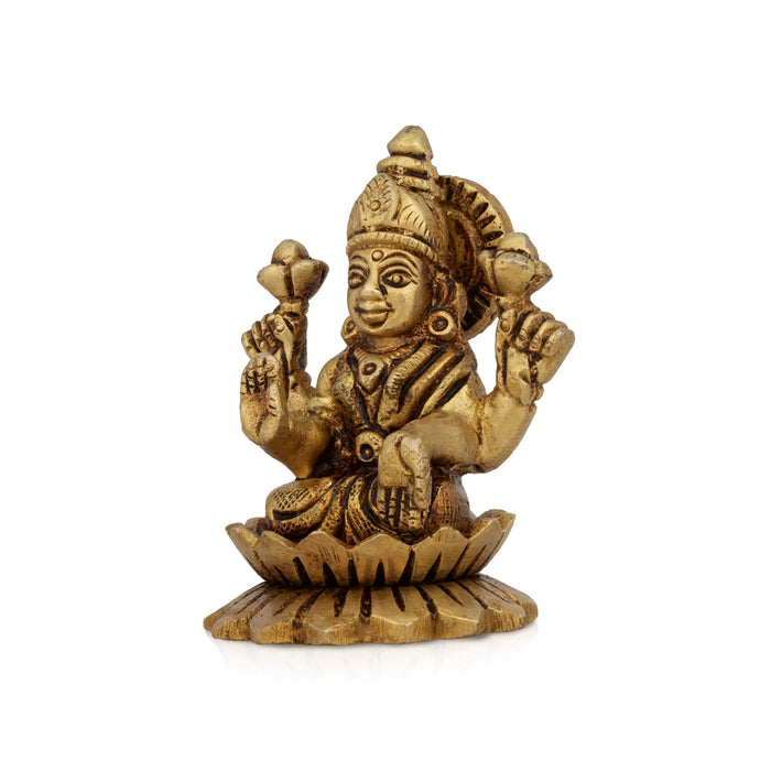 Lakshmi Devi sitting On Lotus Base Murti - 2.5 x 1.5 Inches | Antique Brass Idol/ Laxmi Devi Statue For Pooja