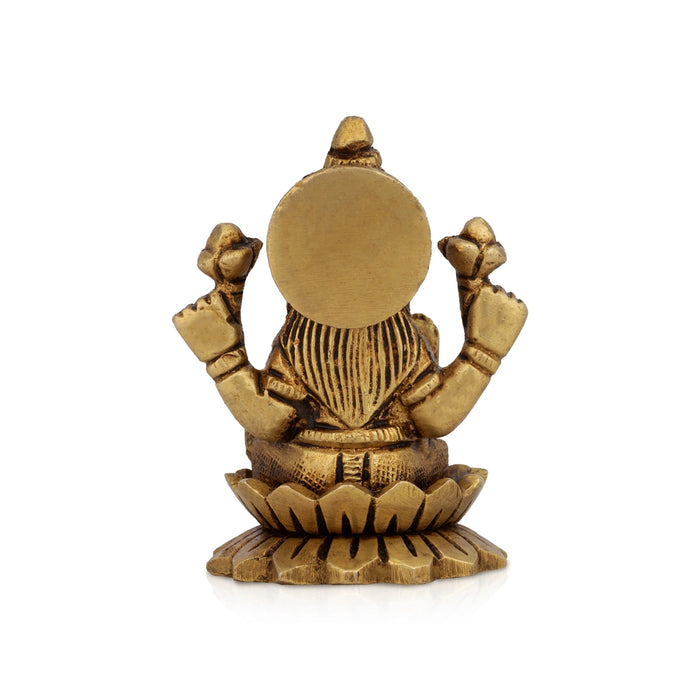 Lakshmi Devi sitting On Lotus Base Murti - 2.5 x 1.5 Inches | Antique Brass Idol/ Laxmi Devi Statue For Pooja