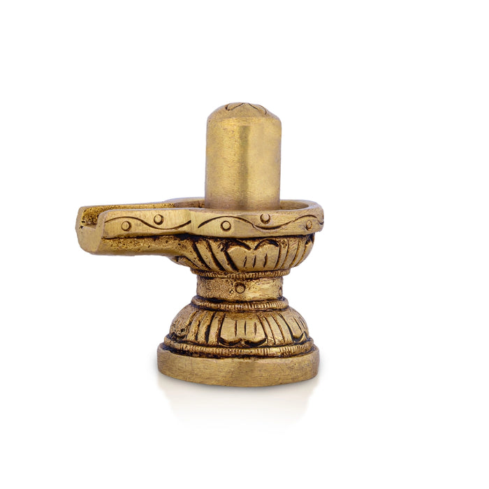 Shiv Ling Murti - 1.75 X 1.75 Inches | Shiva Lingam Statue/ Shiv Ling Statue/ Antique Brass Idol For Worship - Brass Murties