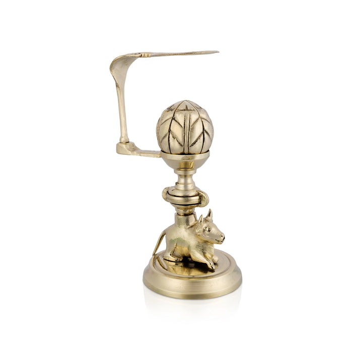 Lotus Banalingam Stand Jaladhari with Nandi Base - 5 x 2.5 Inches | White Metal Abhishekam stand/ Shivling Jaladhari