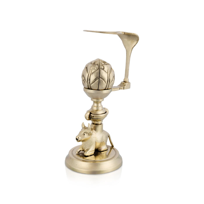 Lotus Banalingam Stand Jaladhari with Nandi Base - 5 x 2.5 Inches | White Metal Abhishekam stand/ Shivling Jaladhari