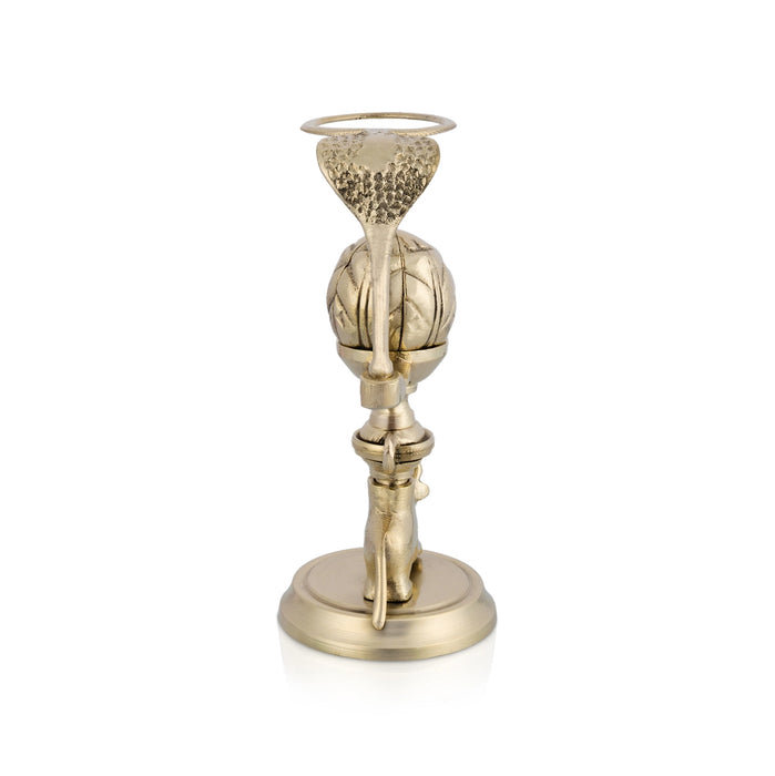 Lotus Banalingam Stand Jaladhari with Nandi Base - 5 x 2.5 Inches | White Metal Abhishekam stand/ Shivling Jaladhari