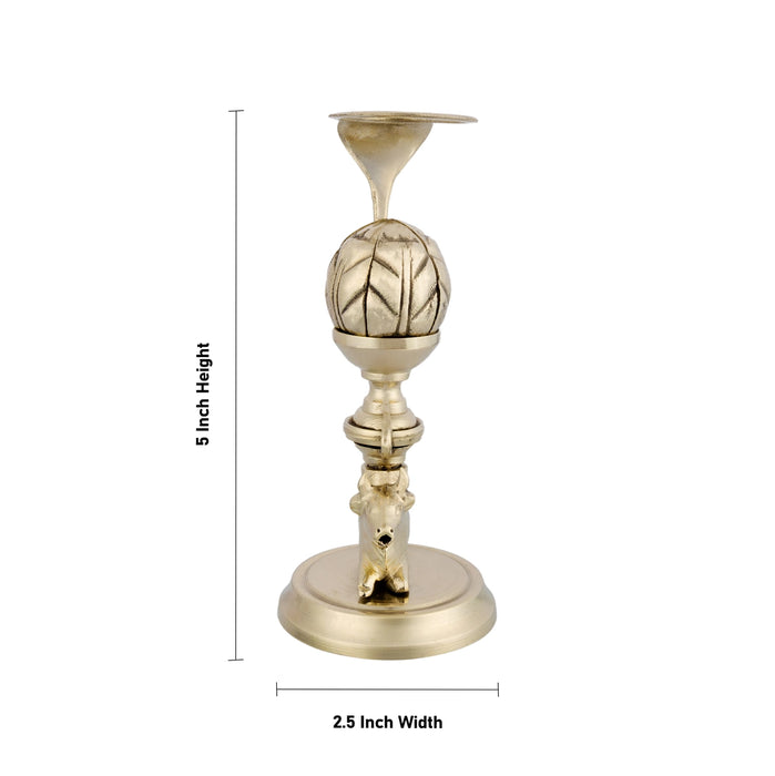 Lotus Banalingam Stand Jaladhari with Nandi Base - 5 x 2.5 Inches | White Metal Abhishekam stand/ Shivling Jaladhari