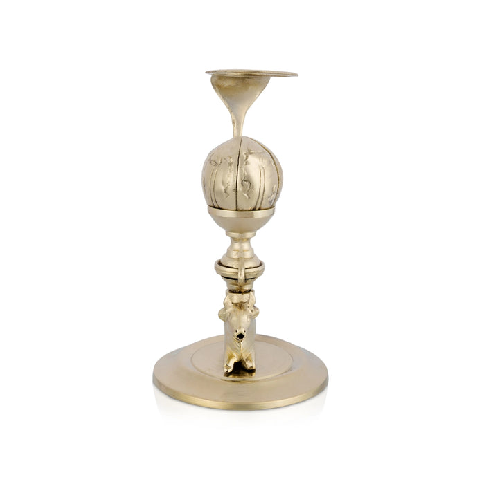 Lotus Banalingam Stand Jaladhari - 6 x 2.75 Inches | White Metal Tripai Stand with Nandi Base/ Jaladhari for Shivling