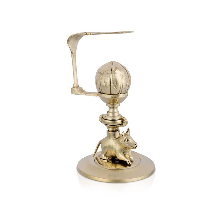Lotus Banalingam Stand Jaladhari - 6 x 2.75 Inches | White Metal Tripai Stand with Nandi Base/ Jaladhari for Shivling