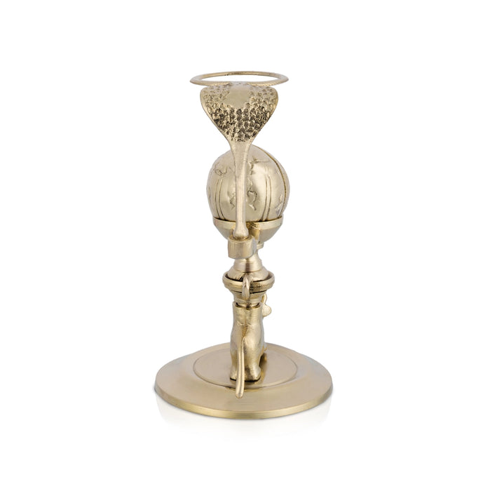 Lotus Banalingam Stand Jaladhari - 6 x 2.75 Inches | White Metal Tripai Stand with Nandi Base/ Jaladhari for Shivling