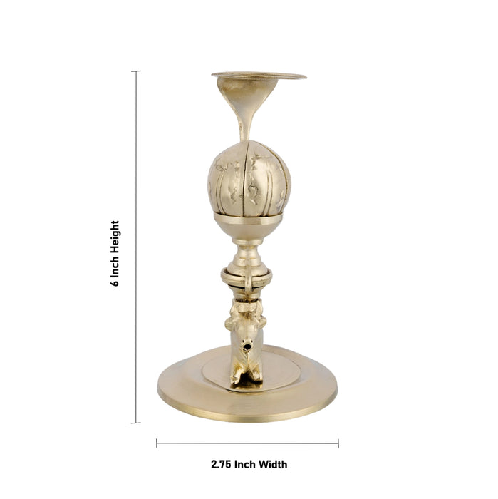 Lotus Banalingam Stand Jaladhari - 6 x 2.75 Inches | White Metal Tripai Stand with Nandi Base/ Jaladhari for Shivling