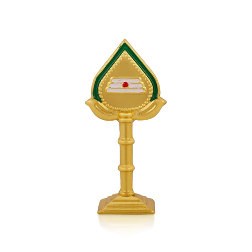 Zinc Murugan Vel With Base - 2.5 X 1 Inches | Gold Polish & Enamel Muruga Vel For Car Decor - Deity Accessories