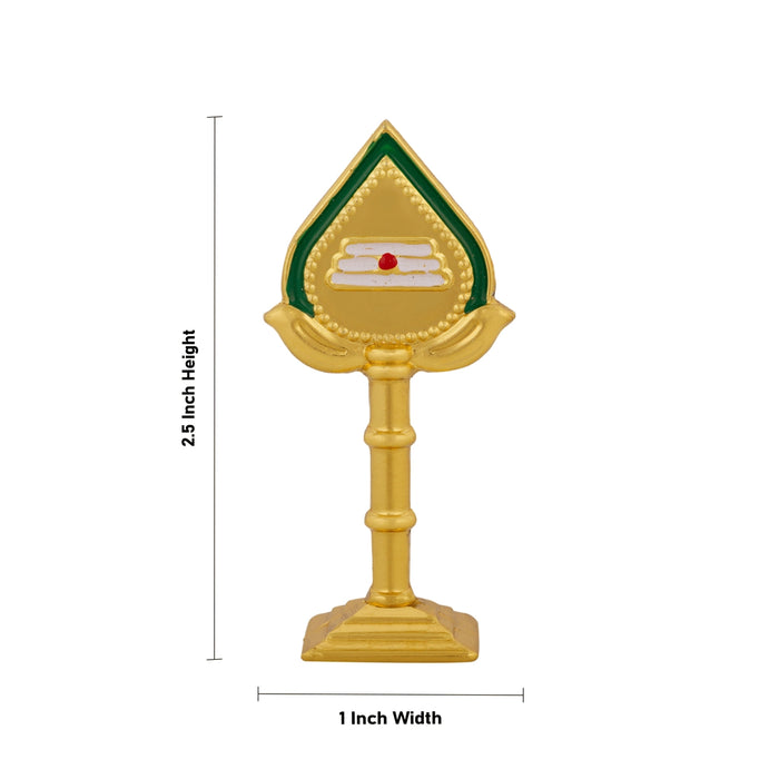 Zinc Murugan Vel With Base - 2.5 X 1 Inches | Gold Polish & Enamel Muruga Vel For Car Decor - Deity Accessories