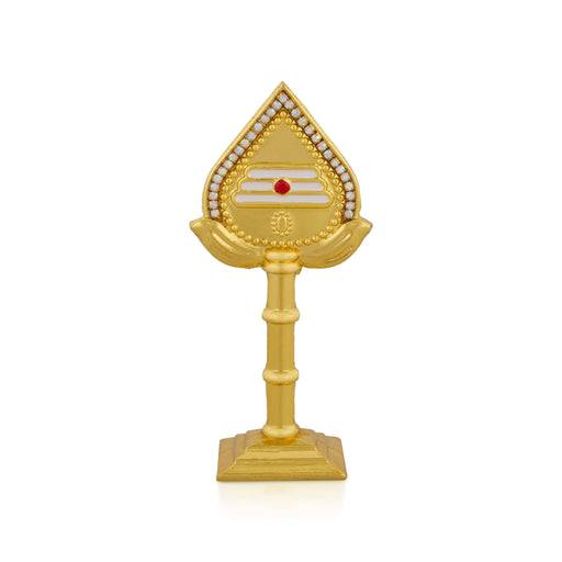 Zinc Murugan Vel With Base- 3.5 X 1.5 Inches | Gold Polish & Stone Muruga Vel For Car Decor & Divine Protection - Deity Accessories