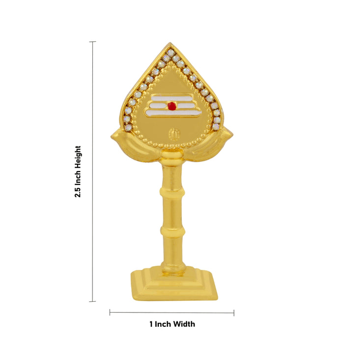 Zinc Murugan Vel With Base- 2.5 X 1 Inches | Gold Polish & Stone Muruga Vel For Car Decor & Divine Protection - Deity Accessories