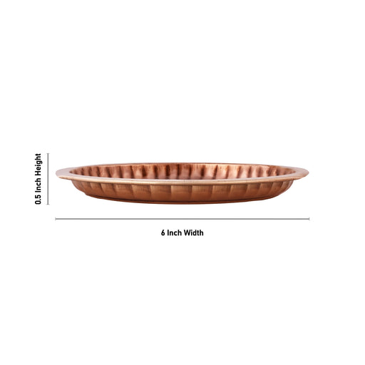 Copper Plate - 0.5 X 6 Inches | Sargam Design Pooja Thali Plate/ Pooja Plate/ Small Plate For Pooja Offering - Pooja Plate & Tray