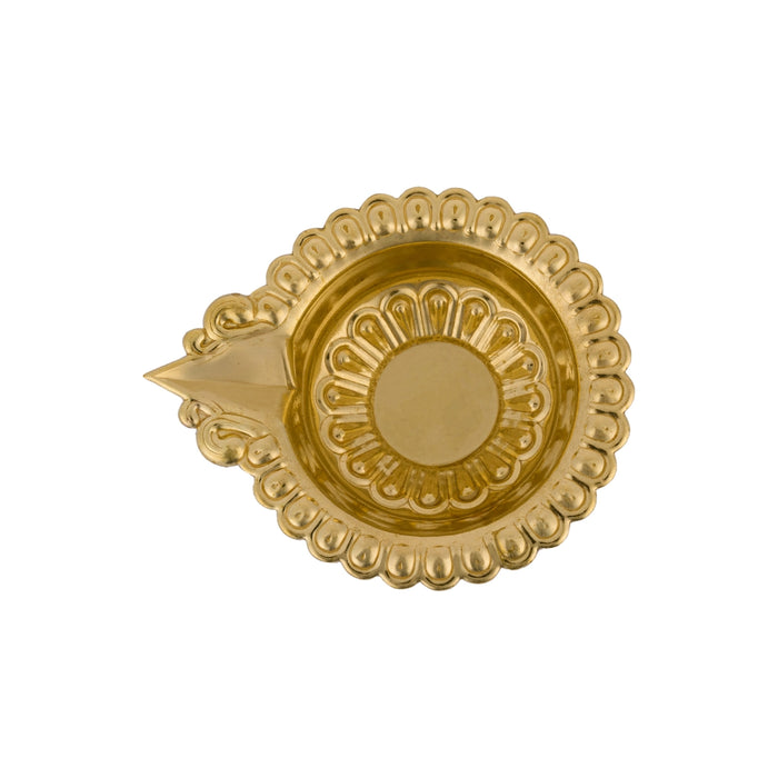 Lakshmi Vilakku- 0.75 X 3 Inches | Designed Lakshmi Deepam/Brass Lamp/ Laxmi Diya For Pooja & Festive Lighting - Karthik Deep