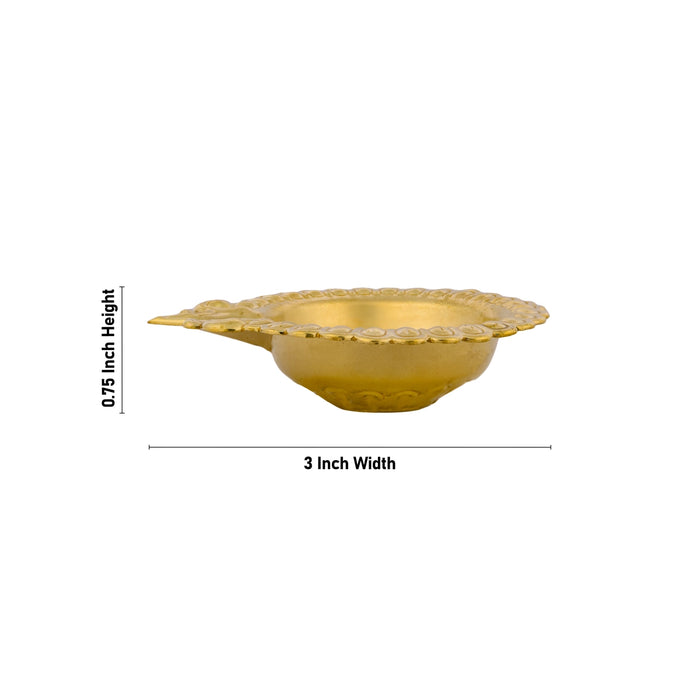 Lakshmi Vilakku- 0.75 X 3 Inches | Designed Lakshmi Deepam/Brass Lamp/ Laxmi Diya For Pooja & Festive Lighting - Karthik Deep