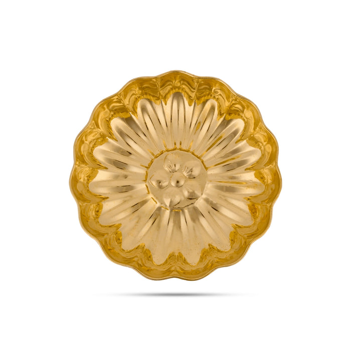 Lotus Design Brass Plate - 1 X 4.5 Inches | Pooja Thali Plate/ Small Plate For Diyas And Temple Offerings - Pooja Plate & Tray