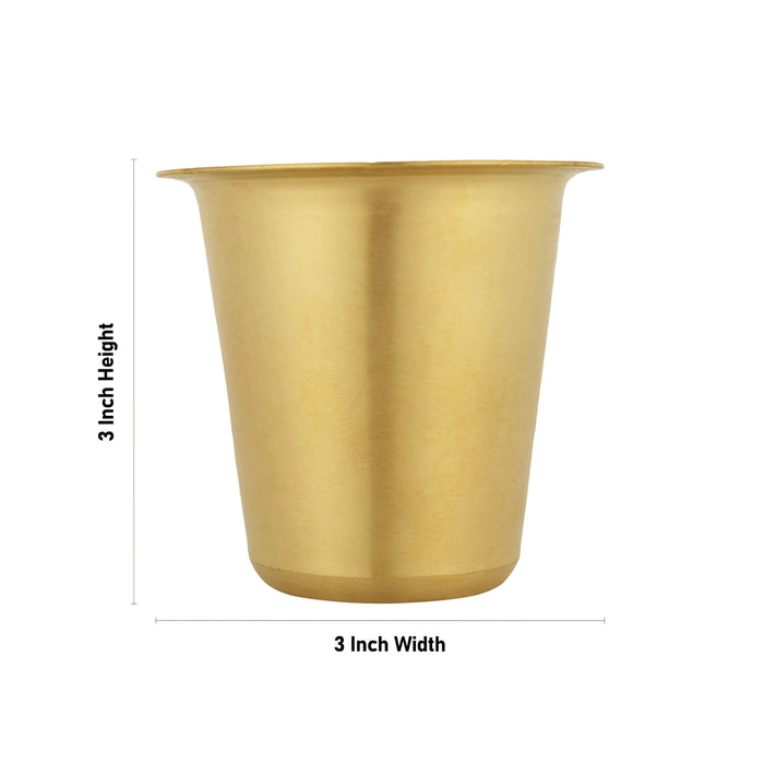 Brass Tumbler - 3 X 3 Inches | Matte Finish Coffee Tumbler/ Brass Cup For Home - Kitchen