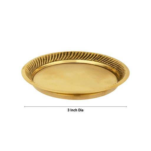 Pooja Stand - 0.25 X 3 Inches | Brass Plate/ Pin Tray/ Pooja Asan For Deity And Pooja - Pooja Aasan & Bajot & Pooja Mat