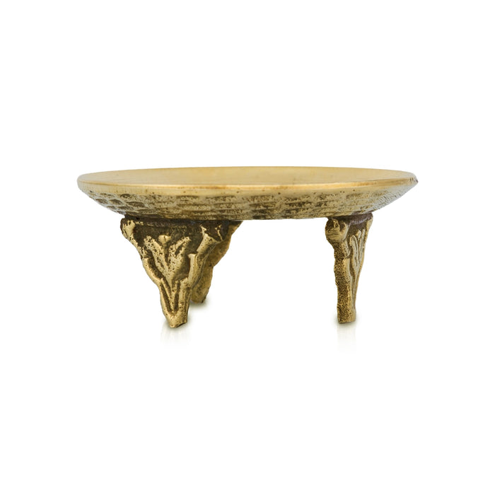 Pin Tray With Base - 1 x 3.25 Inches | Brass Plate/ Plain Tray/ Pooja Asan For Deity