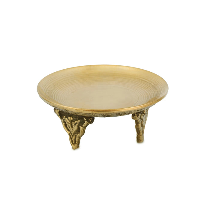 Pin Tray With Base - 1 x 3.25 Inches | Brass Plate/ Plain Tray/ Pooja Asan For Deity