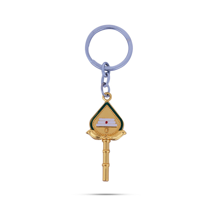 Murugan Vel Design Key Chain - 2 X 0.75 Inches | Gold Polish Key Ring/ Zinc Key Holder For Devotional Keepsake - Key Chain & Key Holder