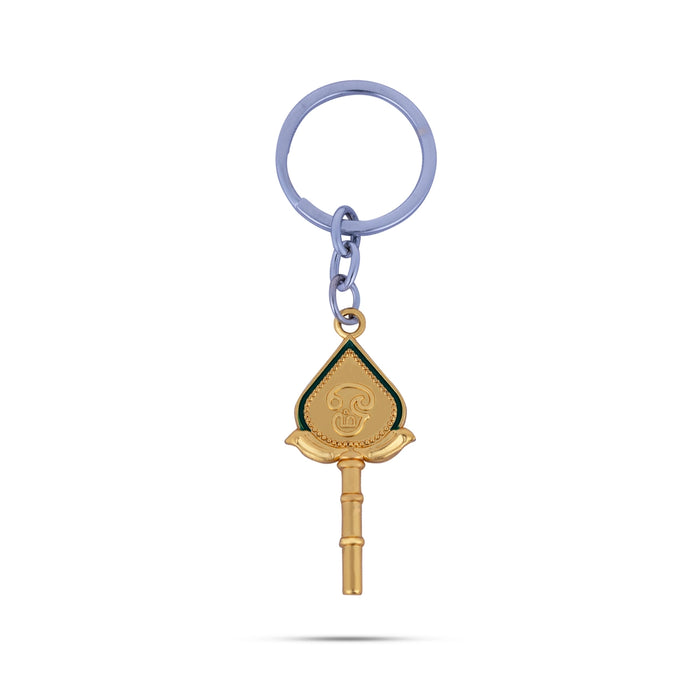Murugan Vel Design Key Chain - 2 X 0.75 Inches | Gold Polish Key Ring/ Zinc Key Holder For Devotional Keepsake - Key Chain & Key Holder