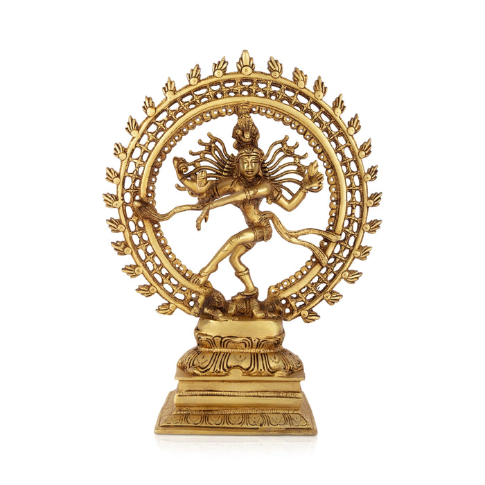 Natrajar Standing On Base Murti - 17.5 x 13.5 Inches | Antique Brass Idol/ Nataraja Statue For Pooja