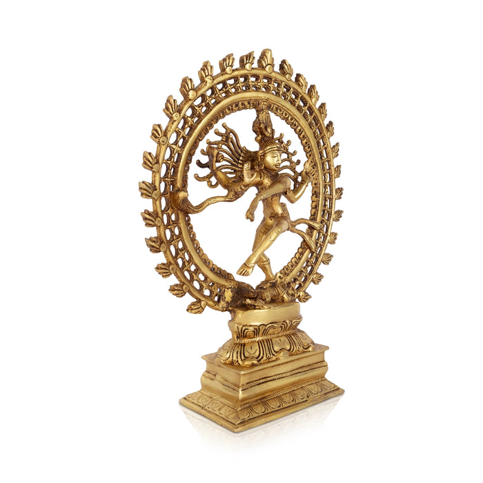 Natrajar Standing On Base Murti - 17.5 x 13.5 Inches | Antique Brass Idol/ Nataraja Statue For Pooja