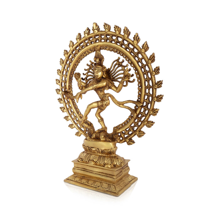 Natrajar Standing On Base Murti - 17.5 x 13.5 Inches | Antique Brass Idol/ Nataraja Statue For Pooja