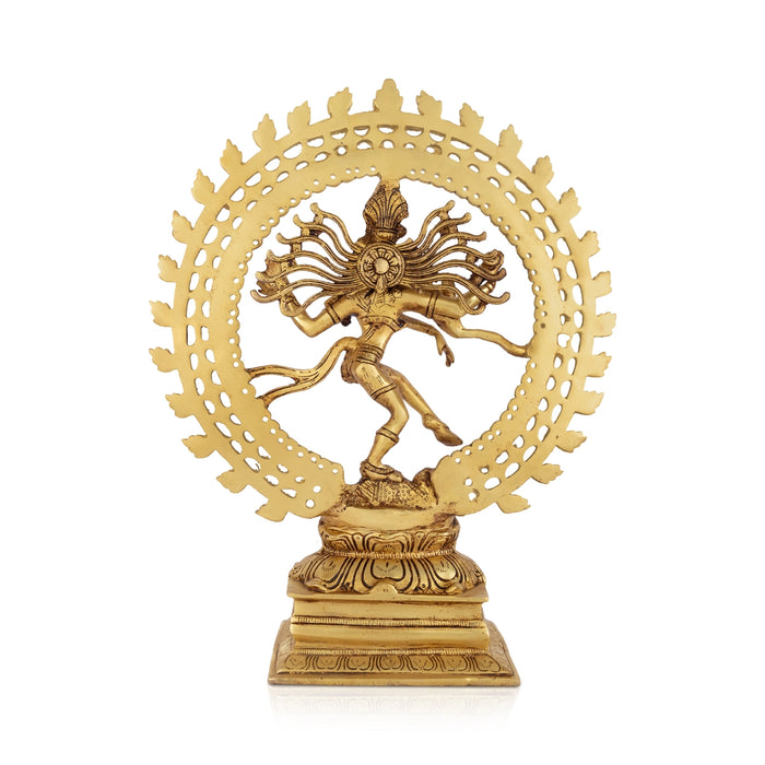 Natrajar Standing On Base Murti - 17.5 x 13.5 Inches | Antique Brass Idol/ Nataraja Statue For Pooja