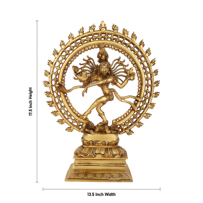 Natrajar Standing On Base Murti - 17.5 x 13.5 Inches | Antique Brass Idol/ Nataraja Statue For Pooja