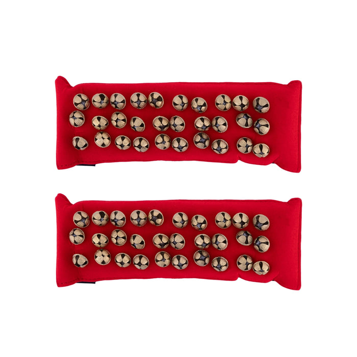 Brass Ghungroo- 3.5 X 9.5 Inches | 3 Line Ghunghroo/ Velvet Velcro Dance Salangai For Classical Dance Practice - Music Instruments