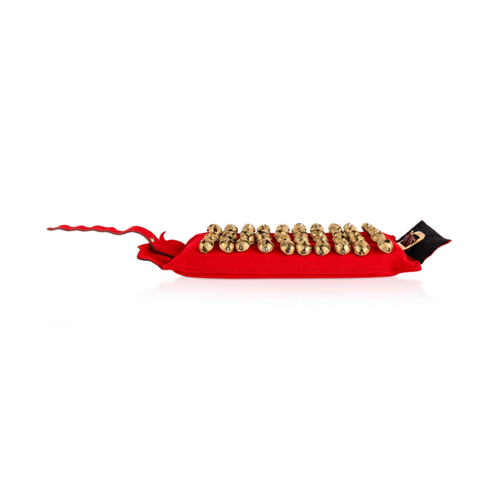 Brass Salangai - 5 x 8 Inches | 5 Line bharatanatyam Ghungroo/ Velvet Ghungroo For Classical Dance Practice
