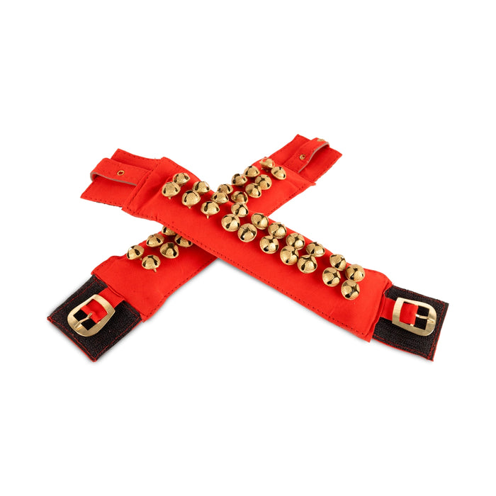 Brass Ghungroo - 3 x 9.5 Inches | 2 Line Ghunghroo/ Velvet Netted Dance Salangai For Classical Dance Practice