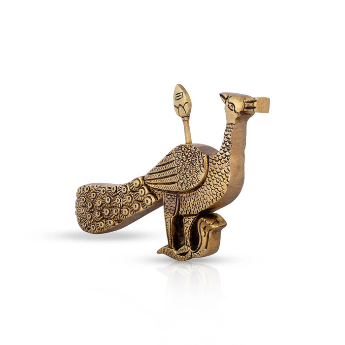 Murugan Vel With Peacock Wall Hanging- 5 X 9 Inches | Brass Wall Hanger/Antique Polish Wall Decoration For Home - Wall Hanging