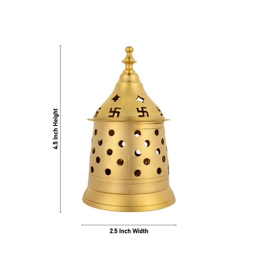 Udupi Lamp With Lid - 4.5 X 2.5 Inches | Decorative Brass Lamp/ Brass Vilakku With Base For Home Lighting - Nanda Deep & Pyali Deep