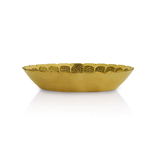 Flower Design Brass Plate - 3.5 Inches | Pooja Stand/ Pin Tray/ Pooja Asan For Pooja And Deity - Pooja Plate & Tray