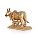 Cow With Calf Idol With Base- 7.5 X 8 Inches | Brass Idol/ Enamel Kamdhenu Cow And Calf For Prosperity & Home - Table Stand Accessories