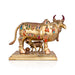 Cow With Calf Idol With Base- 7.5 X 8 Inches | Brass Idol/ Enamel Kamdhenu Cow And Calf For Prosperity & Home - Table Stand Accessories