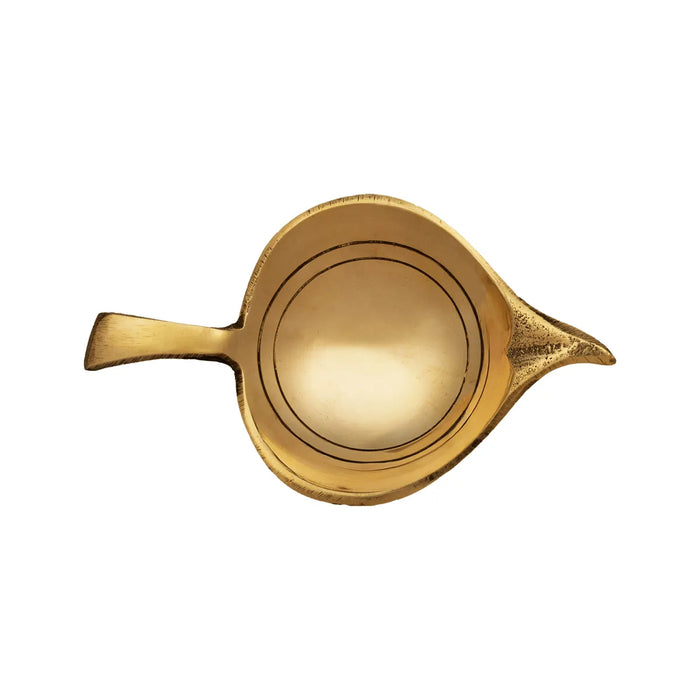 Camphor Burner With Handle - 1.5 x 3.5 Inches | Brass Kapoor Dani / Leaf Shape Camphor Aarti For Pooja