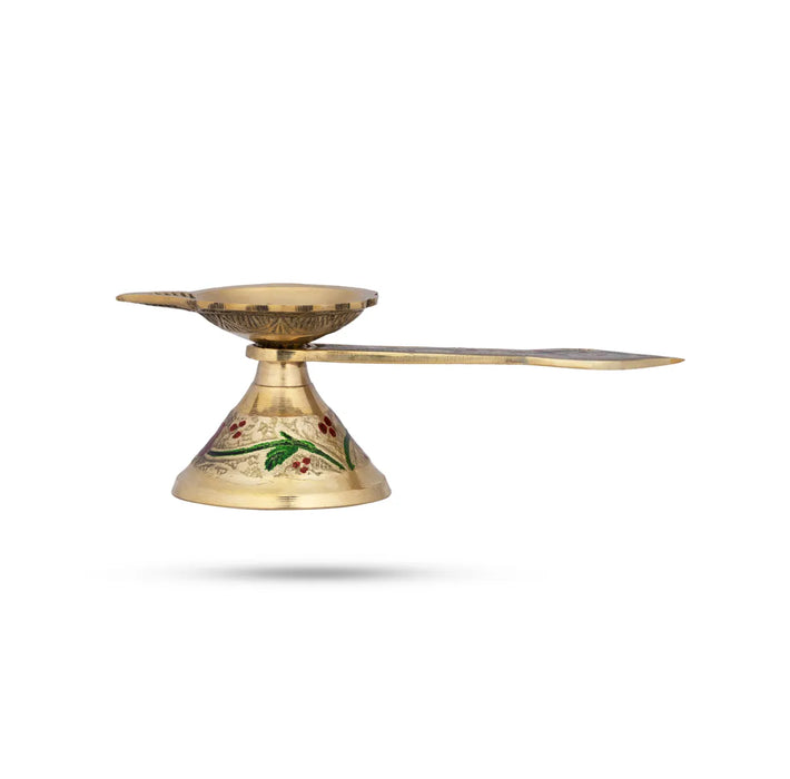 Brass Puja Thali Set – 10 Inch | 8 Pcs / Meenakari Design Pooja Set / Traditional Puja Thali For Home