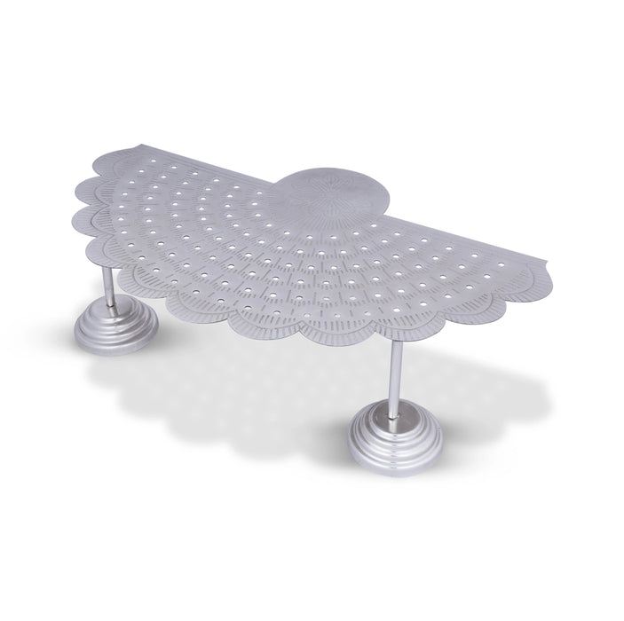 Pooja Chowki - 7.5 Inches | 108 Lotus Stand/ White Metal Bajot/ Manai/ Patla for Home & Pooja