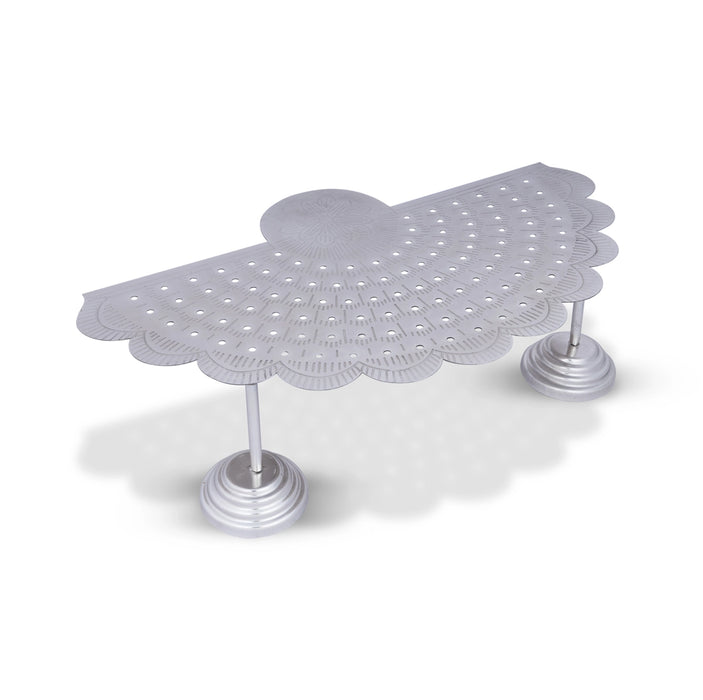 Pooja Chowki - 7.5 Inches | 108 Lotus Stand/ White Metal Bajot/ Manai/ Patla for Home & Pooja
