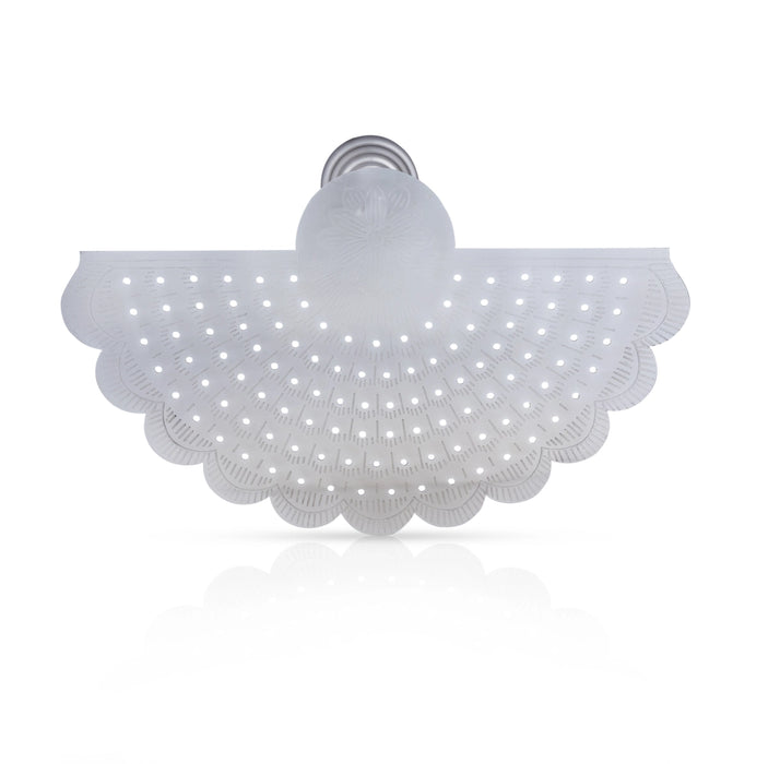 Pooja Chowki - 7.5 Inches | 108 Lotus Stand/ White Metal Bajot/ Manai/ Patla for Home & Pooja