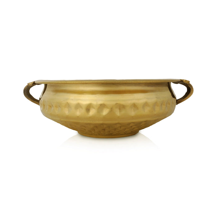 Uruli - 10.5 x 3.75 Inches | Brass Urli / Daimond Design Flower Pot for Home & Pooja