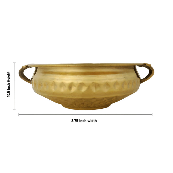 Uruli - 10.5 x 3.75 Inches | Brass Urli / Daimond Design Flower Pot for Home & Pooja